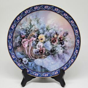 W.L.George Lena Liu's Basket Bouquets "PANSIES" Floral Collector Plate VGC